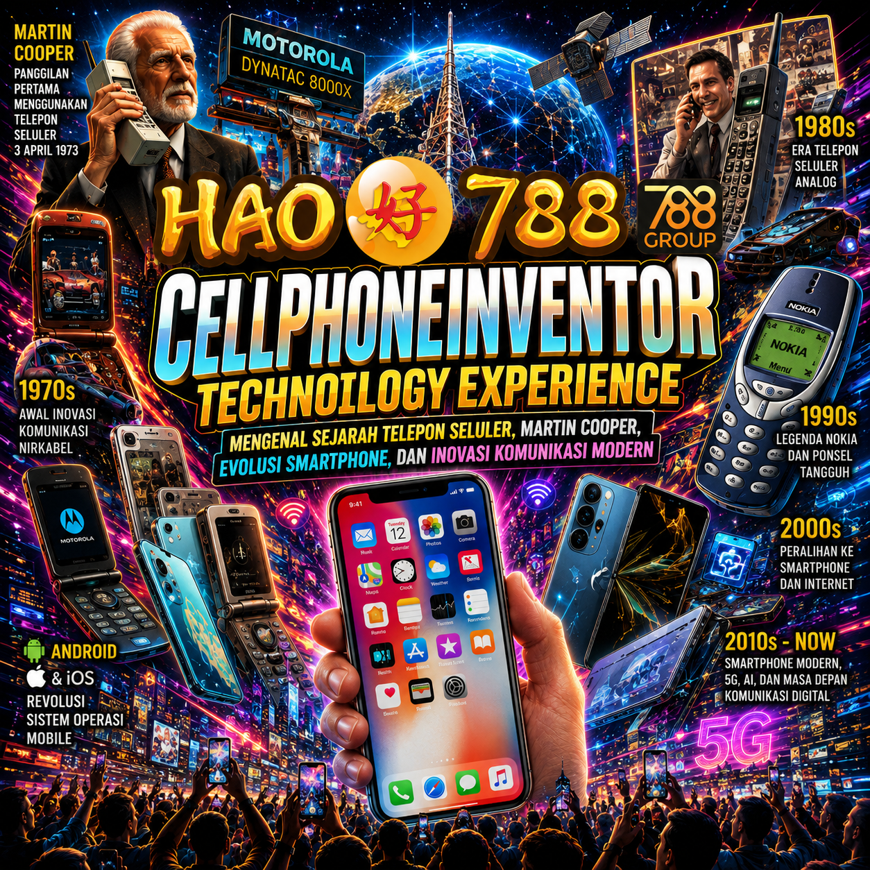 HAO788 | CellPhoneInventor Technology Experience: Mengenal Sejarah Telepon Seluler, Martin Cooper, Evolusi Smartphone, dan Inovasi Komunikasi Modern
